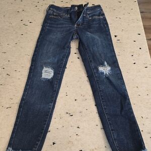 Dark Blue Distressed Girl's Jeans Old Navy Size 8